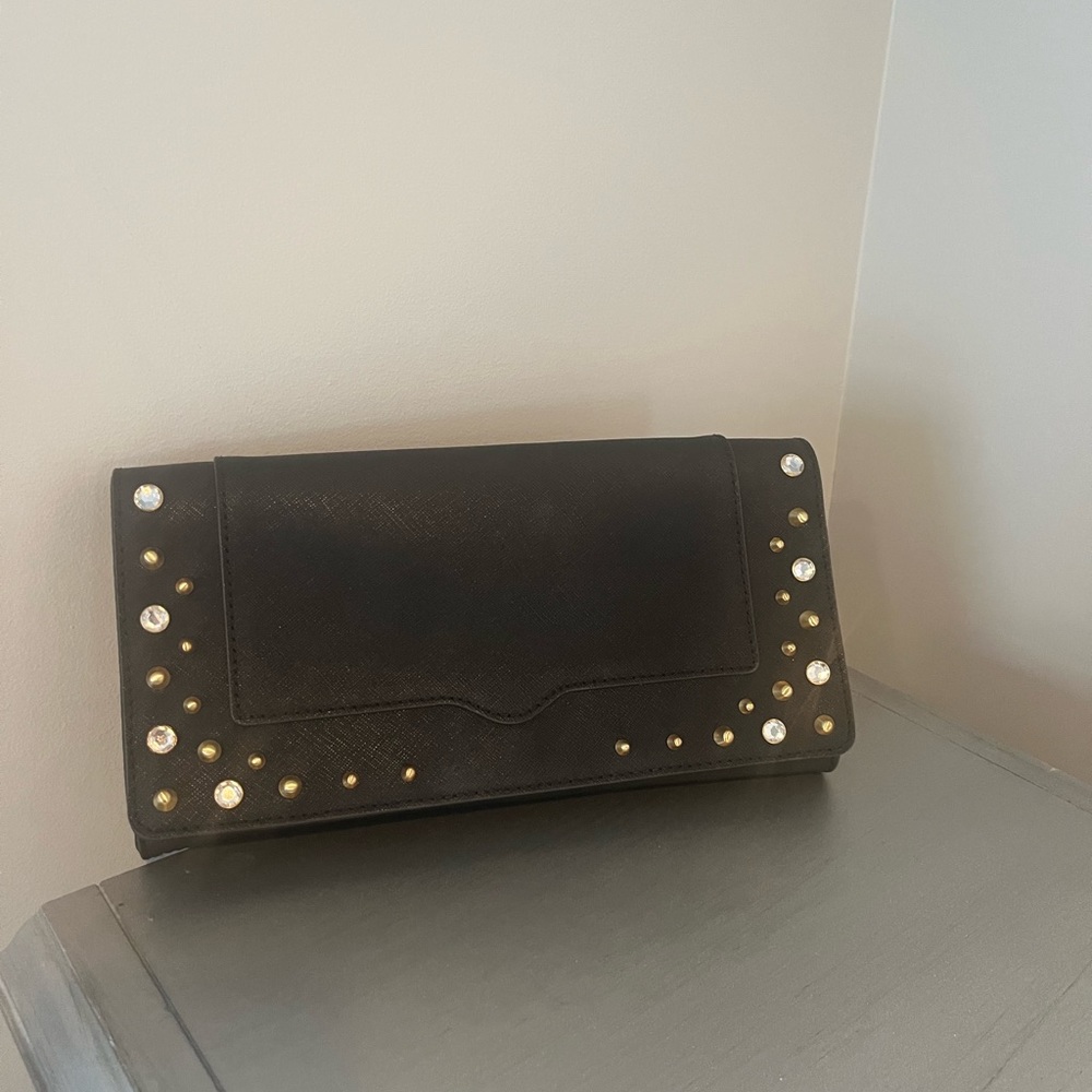 Rebecca Minkoff black studded clutch
